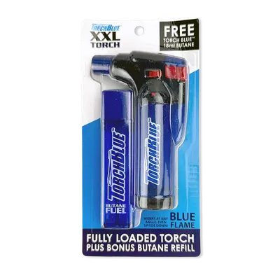XXL Torch Lighter with Bonus Butane Refill Blister 2-Pack Sets - 6 Sets Per Display 