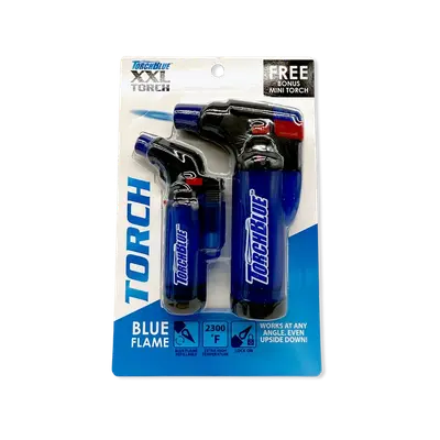 XXL Torch Lighter with Bonus Mini Torch Blister 2-Pack Sets - 6 Sets Per Display